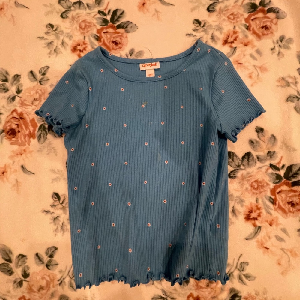 Cat & Jack Blue Short Sleeve Tee with Polka Dot Pattern
